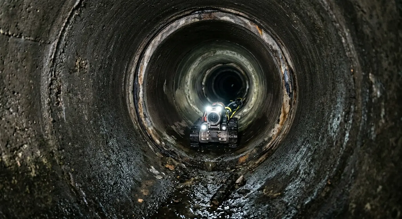 Robotic sewer camera inspecting pipe interior for Sewer Line Cleaning in Gardiner